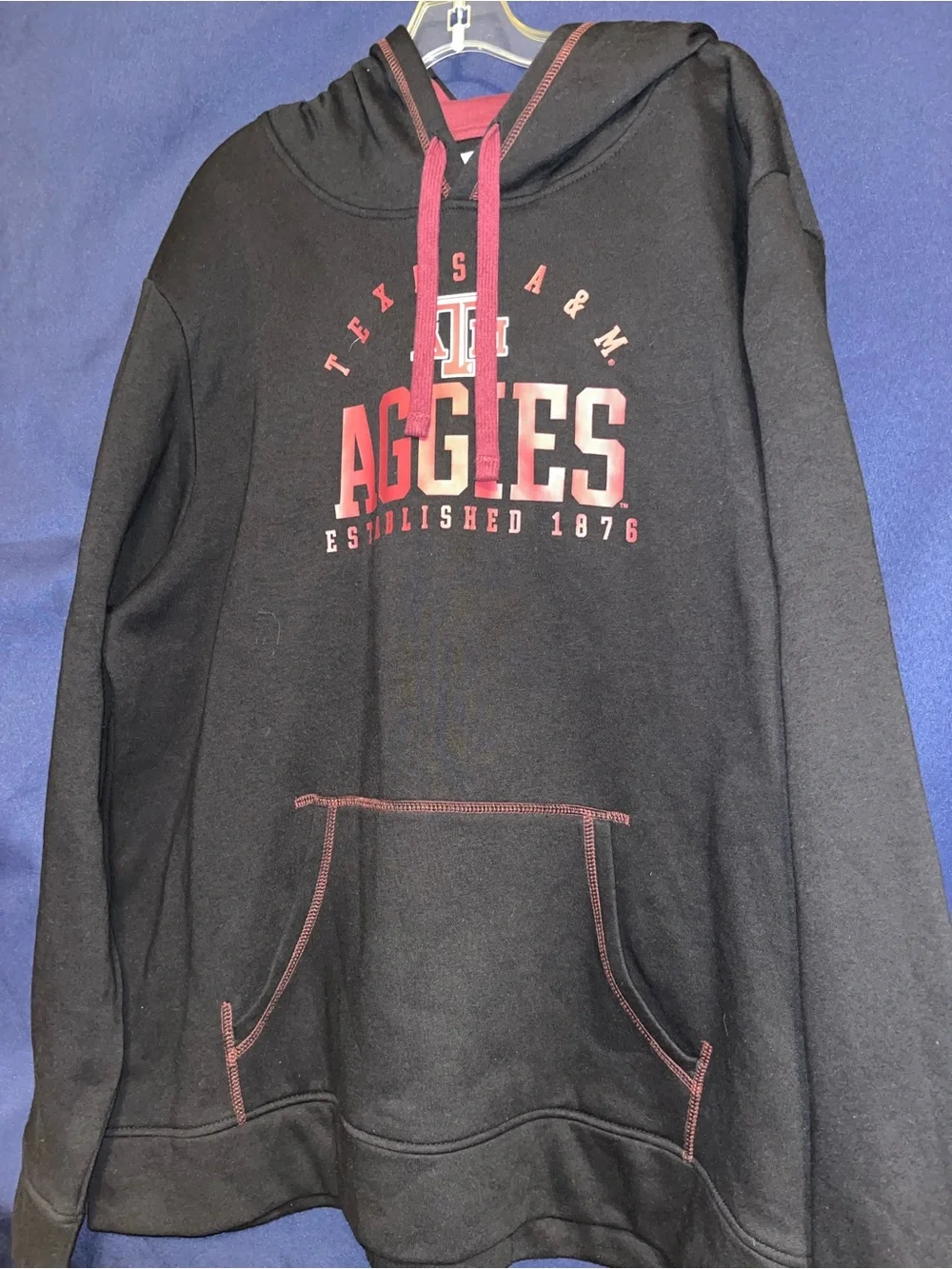 Fanatics Black and Maroon Hoodie with Interior Logo